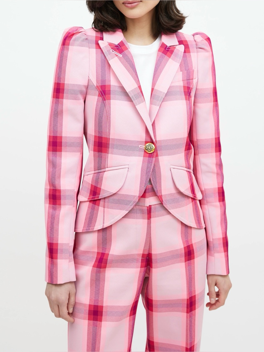 Smythe Two Piece Pink Plaid Suit